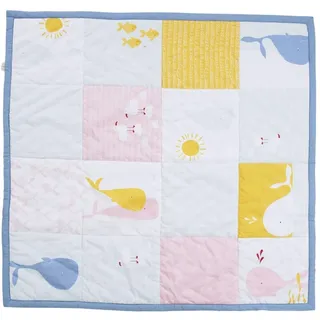 Bio Krabbeldecke Patchwork Design 100% Bio-Baumwolle (kbA) GOTS zertifiziert, Wale, 95 x 100 cm