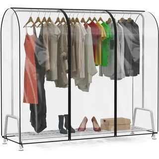 Zilink Transparente Kleiderstangen-Abdeckung, 1,8 m, transparent, wasserdicht, mit 2 robusten Reißverschlüssen für Kleiderständer, 183 cm L x 50 cm B x 152 cm H, Gestell nicht im Lieferumfang
