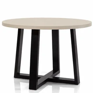 Runder Tisch TERRA Ø 90 cm – nicht ausziehbar – Kaschmir /Schwarz – für 4 Personen – Wohn- und Esszimmertisch – Beine aus Massivholz - Schwarz