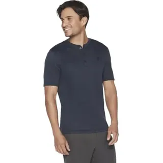 Skechers Herren Goknit Pique Kurzarm Henley T-Shirt, X-Groß, Marine