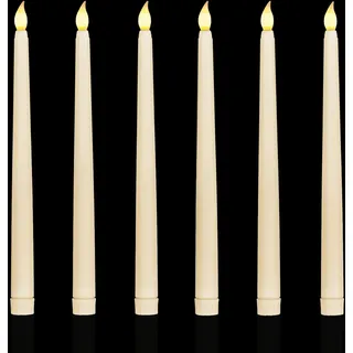 Sequpr LED Kerzen Stabkerzen Beige, Flammenlose Kerzen, LED Tafelkerzen, Batteriebetrieben Lang LED Kerzen für Weihnachten Hochzeit Party Tisch Dekoration 6 Stück
