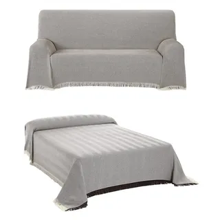 Beautex Tagesdecke, Wohnzimmer Decke aus Baumwolle, Sofadecke, Bettüberwurf, edles, schlichtes Design, feine Fransen, zwei Größen braun 230 cm x 260 cm