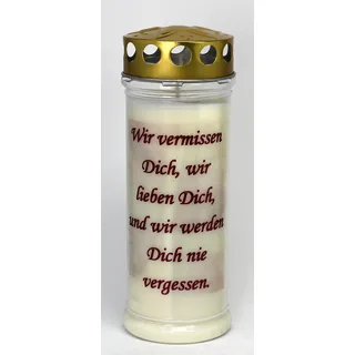 Grabkerze mit Spruch, (21x7,5 cm) Grablicht mit 7 Tage Brenndauer (3895), Hochwertige Trauerkerze, Edle Gedenkkerze aus Deutschland