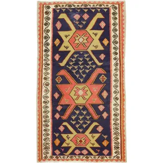 Orientteppich Perser Kelim Fars Azerbaijan Antik 285x160 Handgewebt Orientteppich, Höhe: 4 mm blau|rot