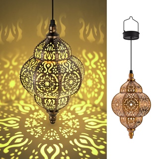 Lifeel Solarlaterne für außen, Marokkanisch Garten Laterne, Dekorative Solarlampe Hängend, Kunststoff LED Solar Laterne für Draussen Baum Patio