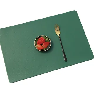 Skrsila Tischsets PU-Leder 4er Set Platzsets Doppelseitig rutschfest Abwaschbar Platzdeckchen Tischset 45x30cm Grün