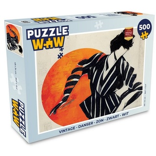 MuchoWow Puzzle Vintage - Tänzerin - Sonne - Schwarz - Weiß, 500 Puzzleteile, Foto-Puzzle, Bilderrätsel, Puzzlespiele, Spielzeug bunt