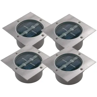 Ranex 4er SET moderner Solar LED Bodeneinbaustrahler 4-eckig in Edelstahl/Glas für Außen