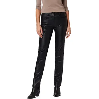 RICANO Dorin - Damen Lederhose/Lederjeans - 5-Pocket Stil (Slim Fit/Low Waist) - echtes (Premium) Lamm Leder (Schwarz, L) - L