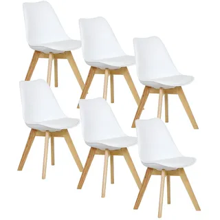 WOLTU® 6er Set Esszimmerstühle Küchenstuhl Design Stuhl Esszimmerstuhl Kunstleder Holz Weiß BH29ws-6