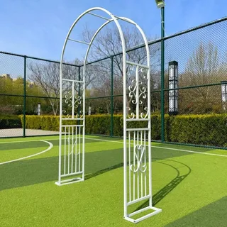 Wetsfgdg Rosenbogen,Gartenbogen aus Metall,Nützlich Bei Hochzeiten Und Vor Ihrer Haustür,Hochzeitsbogen,Gartentorbogen-L140xW40xH230cm-Weiß-B