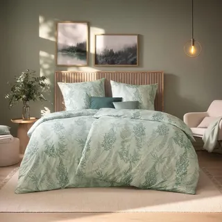 Estella Hedi Floral Jersey Grün 155 x 220 cm + 80 x 80 cm