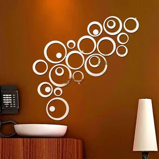 24 Stück Spiegel Mosaik Wandtattoo Kreise,DIY Abnehmbare 3D Rund Spiegel Aufkleber Wandaufkleber Wandsticker Wandtatoo Wanddeko Wandkunst Selbstklebend Kleben für Schlafzimmer,Wohnzimmer,Haus Deko
