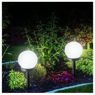 LETGOSPT LED Solarleuchte Solar Gartenleuchte wasserdicht Solarlampe für Garten Außen, LED fest integriert, Tageslichtweiß, LED Kugel mit Erdspieß Kunststoff, Gartenstrahler, ∅10 x L33 cm
