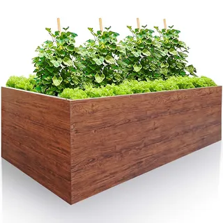 Gartendek Hochbeet Metall 170 x 85 x 63 cm Holz Dekor