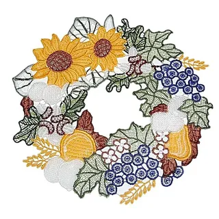 Fensterbild Herbst Sonnenblume Herbstkranz Fensterdekoration Plauener Spitze