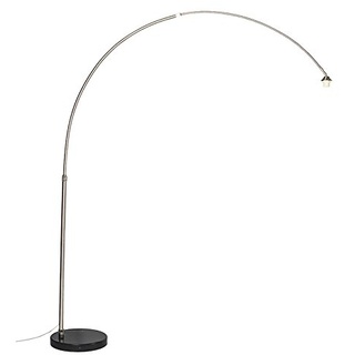 Qazqa - Modern Bogenlampe Stahl I Silber I nickel matt ohne Schirm - XXL I Wohnzimmer - Stahl Länglich - LED geeignet E27