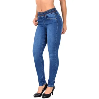 ESRA Skinny Jeans Damen High Waist Stretch Jeans Damen Jeggings Damen Stretch elastischer Gummi-Bund Übergröße Puls Size J291 - 50