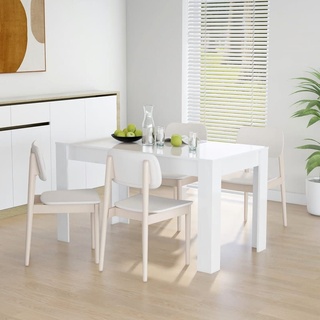 CLORIS Esstisch Hochglanz-Weiß 140x74,5x76 cm Spanplatte - Küchentisch Tisch Esszimmer, stabil und langlebig