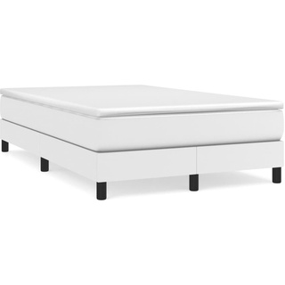 vidaXL Boxspringbett mit Matratze Weiß 120x200 cm Kunstleder