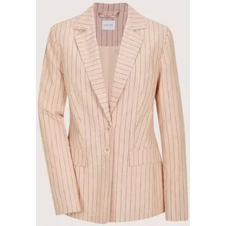 Madeleine Jackenblazer MADELEINE "Blazer Eleganter Longblazer mit Nadelstreifen", Damen, Gr. 46, rosa (puderrosé, bleigrau, melange), Obermaterial: 50% Leinen LI. 50% Viskose CV., Modern, gerade, Blazer, Streifenblazer