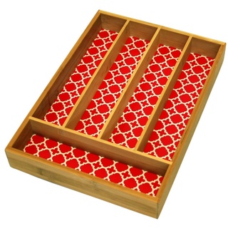 sesua Besteckkasten Besteckeinsatz aus Bambus Holz 35 x 25 x 5 cm rot