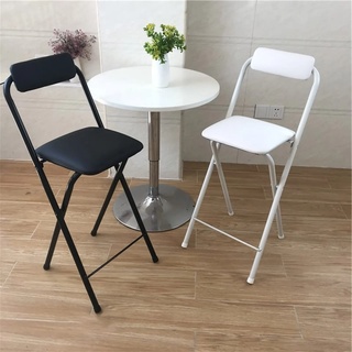 KUANGPAISI Klappbarer Barhocker mit Rückenlehne, gepolsterter Barhocker in Thekenhöhe, tragbarer Klapphocker, hohe Barhocker für Outdoor-Küche, Shop-Café, 1 PC, Schwarz/Weiß, Sitzhöhe 3 Größe