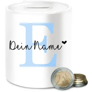 Spardose - Buchstaben Anfangsbuchstabe - Name anpassbar Buchstabe Herzchen I Geschenk Initialen - Unisize - Weiß - dem trinkgeldkasse personalisierte e gelddose trinkgeldkaasse personalisierter