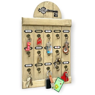 DanDiBo Schlüsselbrett DanDiBo Schlüsselbrett Holz Vintage Wand Hakenleiste mit 15 Haken Braun 96210 Schlüsselhalter Schlüsselleiste Schlüsselboard braun