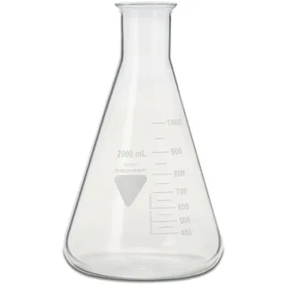 Rasotherm Erlenmeyerkolben 2000 ml aus Borosilikatglas 3.3, Enghals, graduiert, nach ISO 1773