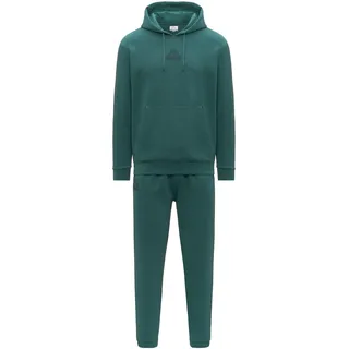 Kappa Herren Trainingsanzug Regular Fit aus angerautem Sweatshirt mit Kapuze, Fronttasche, Omini Logo und Lettering Kappa auf der Brust und Hose, Farbe Grüner Jasper, Größe XXL