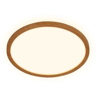 Briloner - LED Deckenlampe mit indirektem Licht, flach, warmweißes Licht, Lampe, Deckenleuchte, Wohnzimmerlampe, LED Panel, Küchenlampe, Schlafzimmerlampe, 29x3 cm, Holzrahmen