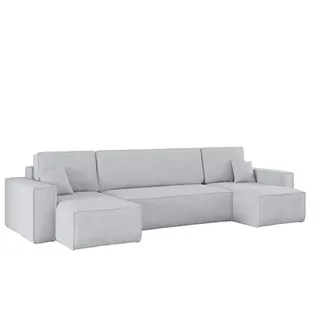 Kaiser Möbel Ecksofa mit schlaffunktion und Bettkasten, Sofa U-form, Couch U-form BEST Cord Grau