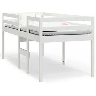 vidaXL Hochbett Weiß 75x190 cm Massivholz Kiefer