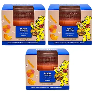 HARIBO Duftkerze Haribo Duftkerze Peach Paradise Fruchtig 3x85g Set süße Duftmomente