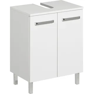 Saphir Waschbeckenunterschrank SAPHIR "Quickset Unterbeckenschrank mit 2 Türen, 50 cm breit, ohne Waschbecken", weiß (weiß glanz), B:50cm H:62cm T:33cm, Holzwerkstoff, Schränke, Waschbeckenunterschrank, Waschbeckenschrank inkl. Türdämpfer, Griffe in Chrom Glanz