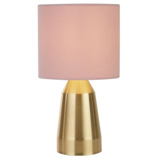 Licht-Erlebnisse Nachttischlampe LEE, ohne Leuchtmittel, E14 33 cm D: 18 cm in Gold Rosa Stoff Metall Modern Wohnzimmer bunt|rosa