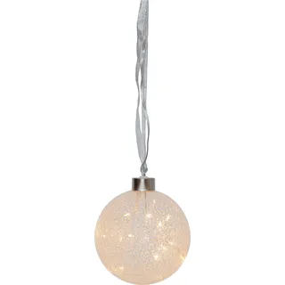 EGLO LED Weihnachtskugel für Innen beleuchtete Glaskugel zum Aufhängen Ø 10 cm, Leuchtkugel zum Hängen mit Timer, warmweiß, Batterie-Betrieb