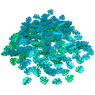 Oblique-Unique® Monstera Blätter Konfetti 180 Stk. für Geburtstag Feier Sommer Hawaii Party Tisch Deko Streudeko (Grün/Blau)