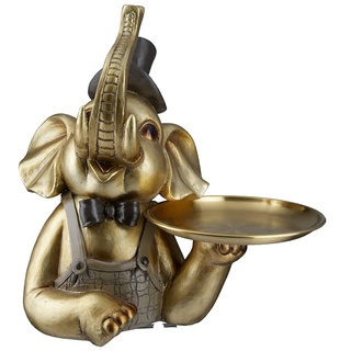 GILDE - Deko Figur Tierfigur Elefant - Elephant Skulptur aus Poly - Dekoration Wohnzimmer - Höhe 26 cm Farbe: Gold