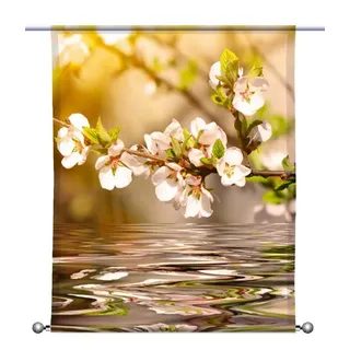 gardinen-for-life Scheibengardine Scheibenhänger Blütenzauber Transparent rechteckig mit Beschwerung 60 cm x 125 cm