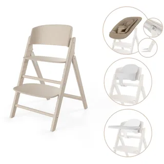 Cybex CLICK & Fold 4-in-1 Hochstuhl (inkl. Bouncer, Babyset und Tablett, Buchenholz/Baumwolle/Kunststoff, All White