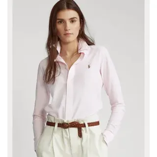 Polo Ralph Lauren für Damen. 211664416001 Rosa gestreiftes Oxford-Strickhemd (S), Lässig, Baumwolle, Langarm
