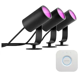 Philips Hue White & Color Ambiance Lily Spot Outdoor schwarz • 3er Pack + Bridge