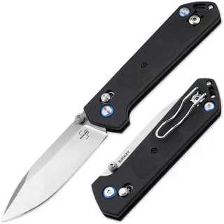 BÖKER PLUS® Kihon DC 2.0 - Taschenmesser kugelgelagert mit D2 Droppoint Klinge - Einhand Klappmesser mit Crossbar-Lock - EDC Messer mit Clip - Outdoor 1 Hand Messer zum Klappen & FRN Griff schwarz