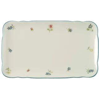 Seltmann 001.294842 Traditional Porzellan Butterplatte, Eckig mit Relief, Marieluise Elfenbein Dekor, Country House, Bunt, 20cm Length, 12.5cm Width