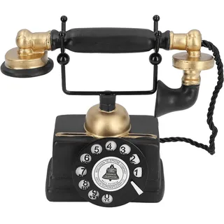 Fafeicy Antique Telefondekor Vintage Corded Phone Model Retro Rotierende Zifferblatt Ornament für Home Office Cafe Bar