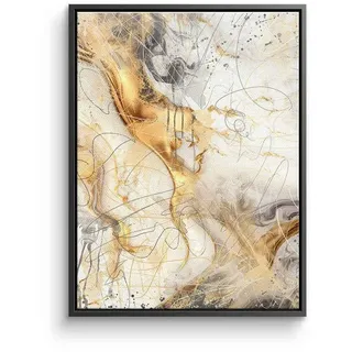 DOTCOMCANVAS® Leinwandbild White Magic, Leinwandbild Abstrakte Kunst moderne Kunst hochkant gold beige weiß schwarz