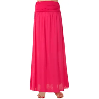 Eitex Zauberhafter Retro Maxirock Damen Sommer Rock Größe 34/36 bis Größe 48/50 verfügbar Langer Maxirock Strandrock Sommerock lang Gürtel Amber Boho Retro Maxirock (pink2, 40/42) - 40-42
