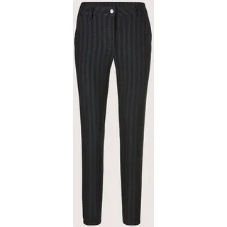 Stoffhose MADELEINE "Hose Flanellhose mit schmaler Beinform", Damen, Gr. 17, N + K Gr, schwarz (schwarz, grau), Obermaterial: 64% Polyester PES. 34% Viskose CV. 2% Elasthan EL., Modern, Hosen Stoffhose, Schmale Hose mit Webstreifen